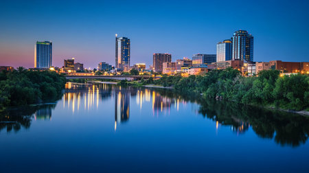 Sunset view of the cityscape of charlotte north carolina
