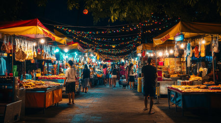 Night market in Bangkok, Thailandの写真素材