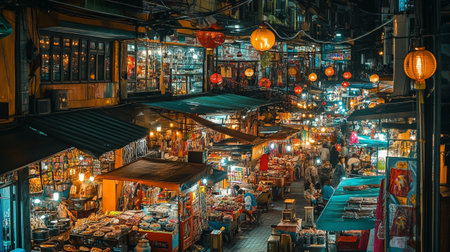 The night market in Bangkok, Thailand.の写真素材
