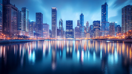 Shanghai Lujiazui Finance and Trade Zone of the modern city night backgroundの写真素材