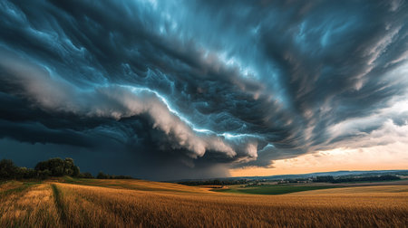 Prairie Storm Clouds ominous weather Saskatchewan Canada rural landscape panorama
