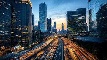 traffic in shanghai,china. Shanghai is the financial center of China.の写真素材