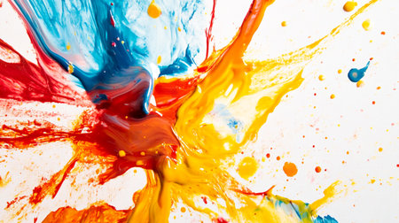 Abstract background of oil paint splashes on a white background. Macro