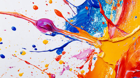 Colorful paint splashes isolated on white background. Acrylic colors.