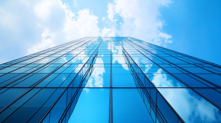 abstract image of modern skyscrapers in business district with clouds