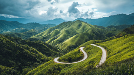 Mountain road in the morning with beautiful landscape,Thailand.