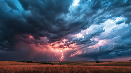 Prairie Storm Clouds and Lightning in Saskatchewan Canada Rural Landscape