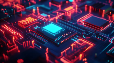 Circuit board futuristic background. 3d rendering, 3d illustration.
