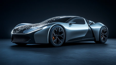 3D rendering of a brand-less generic concept car in studio environment
