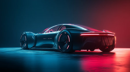 3D rendering of a brand-less generic concept car in studio environment