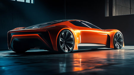 3D rendering of a brand-less generic concept car in studio environment