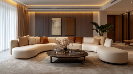 3d rendering luxury living room with sofas and sofa in hotelの写真素材