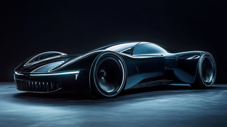3D rendering of a brand-less generic concept car in studio environment