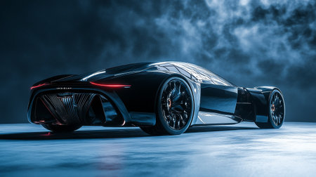 3D rendering of a brand-less generic concept car in studio environmentの写真素材