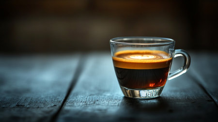 Coffee cup on old wooden table, shallow depth of fieldの写真素材