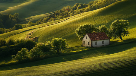 Countryside in Tuscany, Italy. Rural landscape with old house