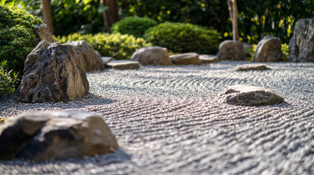 Stone path in the garden, japanese style, selective focusの写真素材