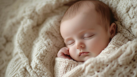 Newborn baby sleeping on a soft blanket. Close-up.