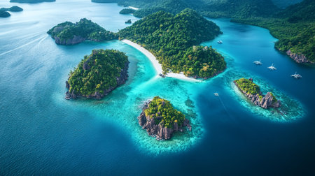 aerial view of small island in sea.