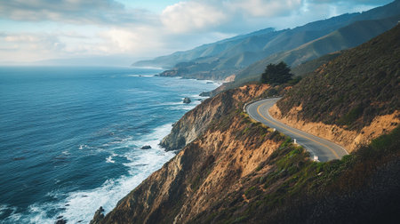 Aerial view of Pacific Coast Highway, California, United States.