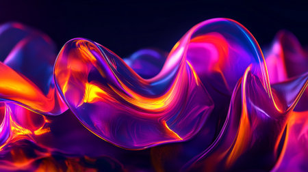3d illustration, abstract background, multicolored waves, computer generated imagesの写真素材