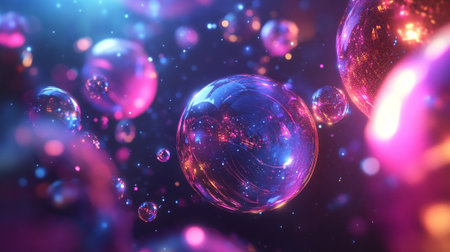 Abstract background with colorful bubbles. 3d rendering, 3d illustration.の写真素材