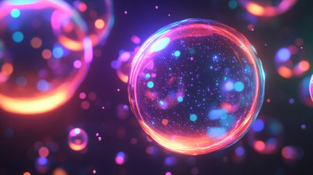 Abstract background. luminous swirling. Elegant glowing circle.  Sparking particle. Space tunnel. Glossy jellyfish. Colorful ellipse. Glint sphereの写真素材