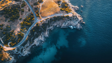 Aerial view of the coastline of Zakynthos island, Greeceの写真素材