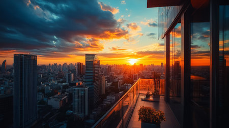Bangkok cityscape at sunset, Bangkok, Thailand, Asia.の写真素材