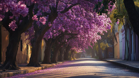 Cherry blossoms in the streets of Seville, Spain.の写真素材