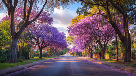 Beautiful purple jacaranda tree blooming in the parkの写真素材