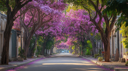 Cherry blossom tree alley in the city of Ho Chi Minh city, Vietnam