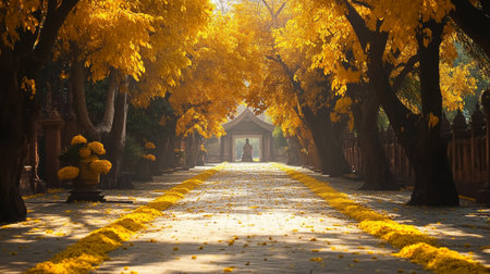 Ginkgo trees in the park in autumn,Chiang Mai,Thailand