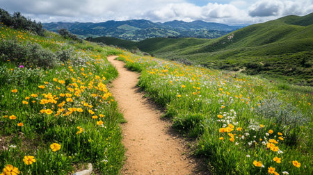 Hiking trail in the mountains of California, United States of America
