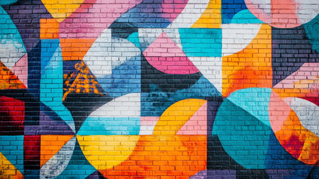 Colorful graffiti on the brick wall. Street art concept. Abstract background for design.