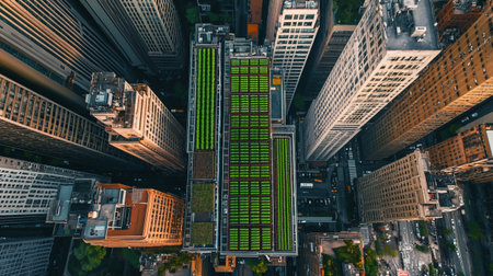 Aerial view of skyscrapers in a major American city