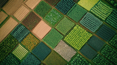 Aerial view of vegetable garden, aerial view of vegetable garden in Thailand