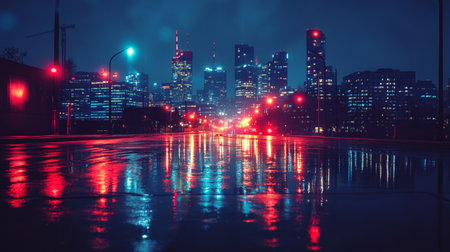 Night view of the city of Chicago, Illinois, United States.の写真素材