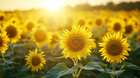 Sunflower field. Sunflower blooming in the field. Sunflower natural background.