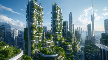 Aerial view of skyscrapers in Shenzhen, China.の写真素材