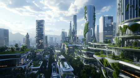 panoramic view of modern city in hongkong.の写真素材