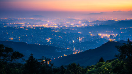 Chiangmai cityscape at twilight, Thailand. Panoramaの写真素材