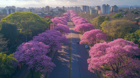Aerial view of blooming tree
