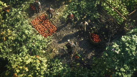 Harvesting of tomatoes in a vegetable garden. Selective focus.