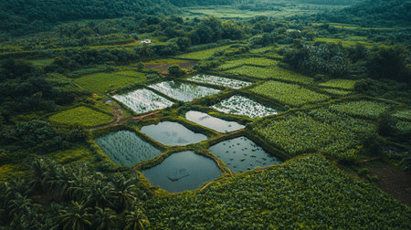 Aerial view of rice fields in Bali island, Indonesia.