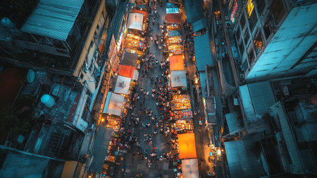 Top view of Hong Kong city at night.