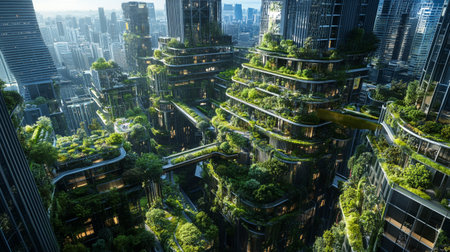 Skyscrapers in Shanghai, China. View from above.