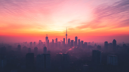 Shanghai skyline at sunrise.