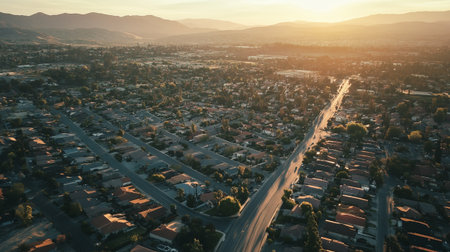 Aerial view of a small town in California, United States.