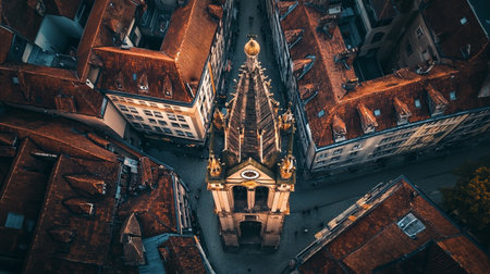 Aerial view of St. Nicholas Church in Prague, Czech Republicの写真素材